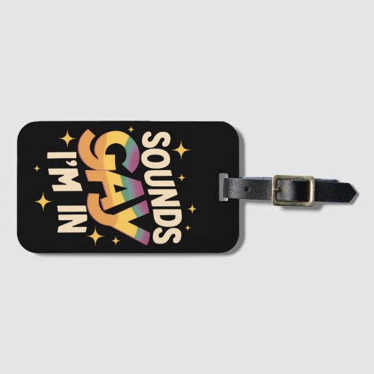 Étiquette À Bagage Super Sounds Gay I'm In LGBT Rainbow Pride (Devant Horizontal)