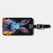 Étiquette À Bagage Superbe Lapin Bleu en feu (Devant horizontal)