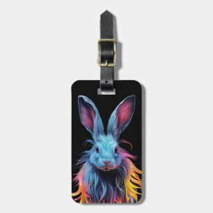 Étiquette À Bagage Superbe Lapin Bleu en feu