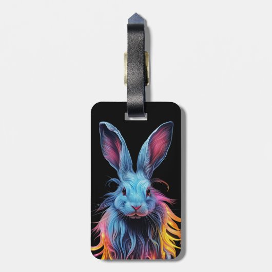 Étiquette À Bagage Superbe Lapin Bleu en feu (Dos Vertical)