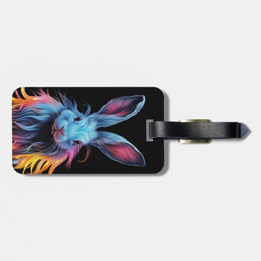 Étiquette À Bagage Superbe Lapin Bleu en feu (Dos horizontal)