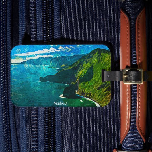 Étiquette À Bagage Superbe Madère Vue Côtière Peinture à l'huile (Insitu Rectoal 4)