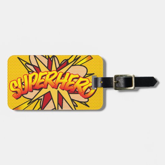 Étiquette À Bagage SUPERHERO Fun Retro Comédie Livre Pop Art (Devant horizontal)