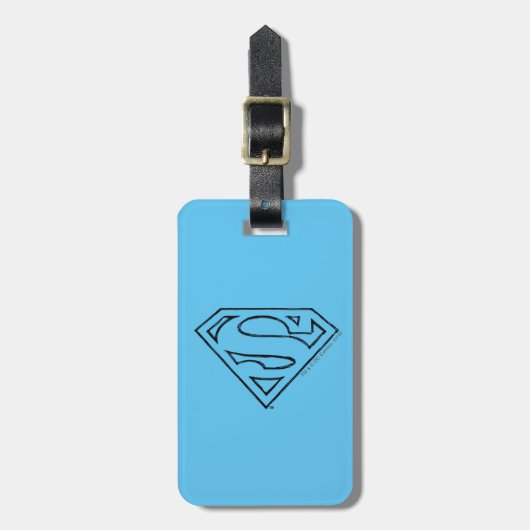 Étiquette À Bagage Superman S-Shield | Logo Simple Black Outline (Devant Vertical)