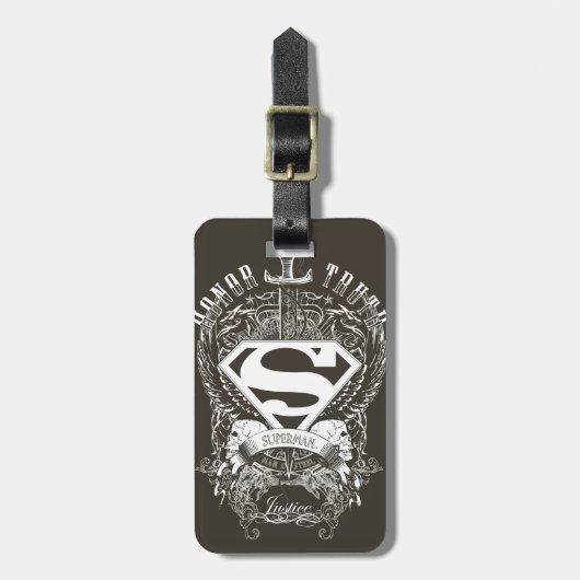 Étiquette À Bagage Superman Stylisé | Logo d'honneur, vérité et justi (Devant Vertical)