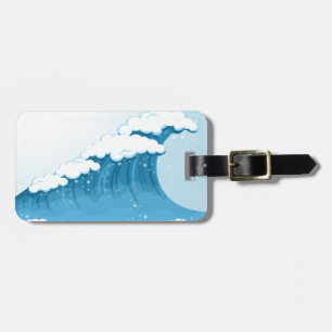 Étiquette À Bagage Surf Blue Wave et océan