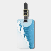 Étiquette À Bagage Surf Blue Wave et océan (Devant Vertical)