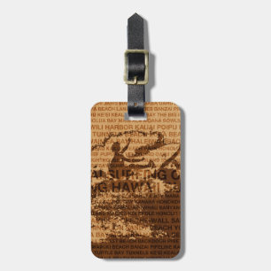 Étiquette À Bagage Surf Hawaii Cutback Faux Wood Bagages Tags
