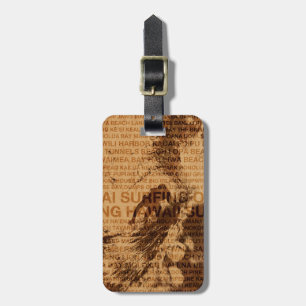 Étiquette À Bagage Surf Hawaii Green Room Faux Wood Bagages Tags