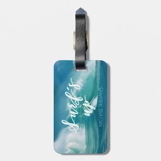 Étiquette À Bagage Surf | Typographie et devis amusants (Dos Vertical)