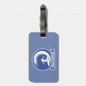 Étiquette À Bagage Surfer sur Bleu & Blanc (Dos Vertical)