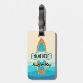 Étiquette À Bagage Surfer sur la plage (Dos Vertical)