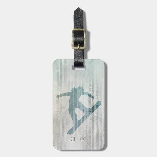 Étiquette À Bagage Surfeur de femme (Devant Vertical)