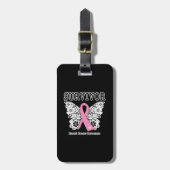 Étiquette À Bagage SURVIVANT - papillon de cancer du sein (Devant Vertical)