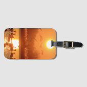 Étiquette À Bagage Swans dans le lac au coucher du soleil (Devant Horizontal)