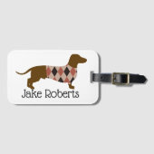 Étiquette À Bagage Sweater Dachshund Personnalisé (Devant Horizontal)