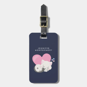 Étiquette À Bagage Sweet Kitty Chat Dormir avec un grand coeur en arr