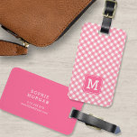 Étiquette À Bagage Sweet Monogram En vichy rose bébé<br><div class="desc">Voyagez dans le style avec cette étiquette de bagages monogramme douce avec un carré rose contre un motif rose en vichy bébé sur le devant avec un dos rose assorti. Personnalisez-le en remplaçant le texte de l'espace réservé. Pour plus d'options comme changer la police et sa taille/couleur ou l'espacement entre...</div>
