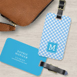 Étiquette À Bagage Sweet Monogramme Bébé En vichy bleu<br><div class="desc">Voyagez dans le style avec cette étiquette de bagages monogramme douce avec un carré bleu contre un motif bleu en vichy bébé sur le devant avec un côté bleu assorti sur le dos. Personnalisez-le en remplaçant le texte de l'espace réservé. Pour plus d'options comme changer la police et sa taille/couleur...</div>