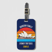 Étiquette À Bagage Sydney Opera House Australie Vacances Blue (Devant Vertical)