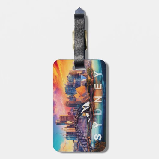 Étiquette À Bagage Sydney Skyline Abstrait Art (Dos Vertical)