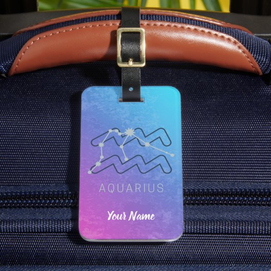 Étiquette À Bagage Symbole Aquarius Zodiac Star Horoscope Constellati (Insitu Rectoal 2)