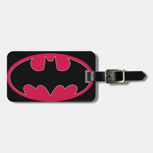 Étiquette À Bagage Symbole Batman | Logo noir rouge (Devant horizontal)
