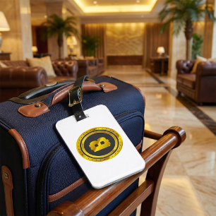 Étiquette À Bagage Symbole Bitcoin doré Monnaie numérique