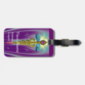 Étiquette À Bagage SYMBOLE DE CADUCE D'OR MONOGRAMME Vert pourpre (Dos horizontal)