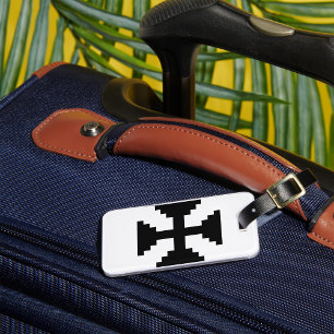 Étiquette À Bagage Symbole de croix noire en Pixel Art 