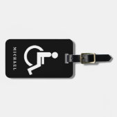 Étiquette À Bagage Symbole de handicap noir et blanc arrondi (Devant horizontal)