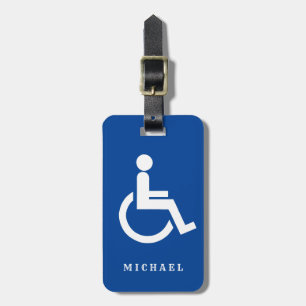 Étiquette À Bagage Symbole de handicap noir et blanc arrondi