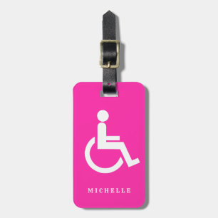 Étiquette À Bagage Symbole de handicap persistant Pink White désactiv