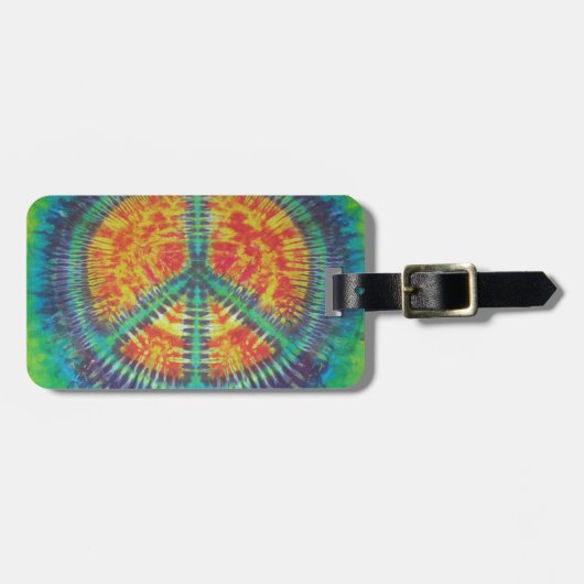 Étiquette À Bagage SYMBOLE DE LA PAIX Tie Dye PhatDyes (Devant horizontal)
