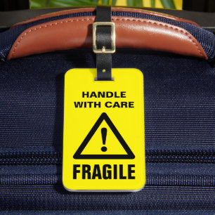 Étiquette À Bagage Symbole de prudence jaune fragile manipuler avec s