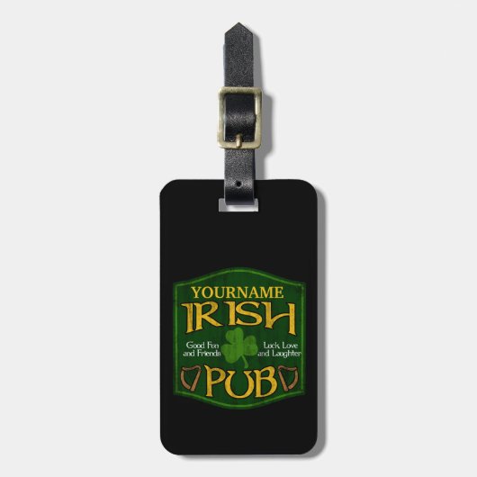 Étiquette À Bagage Symbole de pub irlandais personnalisé (Devant Vertical)