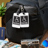 Étiquette À Bagage Symbole de stationnement en fauteuil roulant
