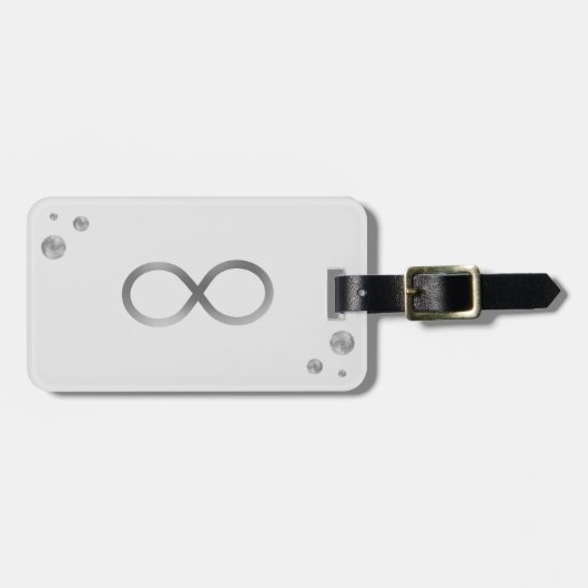 Étiquette À Bagage Symbole d'infini argent sur gris clair (Devant horizontal)
