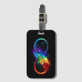 Étiquette À Bagage Symbole d'infini avec plume arc-en-ciel (Devant Vertical)