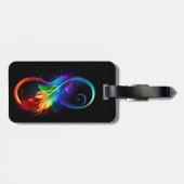 Étiquette À Bagage Symbole d'infini avec plume arc-en-ciel (Dos horizontal)
