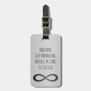 Étiquette À Bagage Symbole d'infini sur la texture métallique de Faux