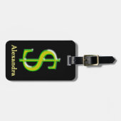 Étiquette À Bagage Symbole dollar jaune et vert ($) (Devant horizontal)