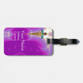Étiquette À Bagage SYMBOLE D'OR CADUCUS MONOGRAM rose Fuchsia (Dos horizontal)
