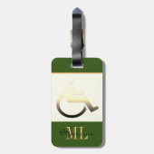 Étiquette À Bagage Symbole et monogrammed / Balise bagage kaki (Dos Vertical)
