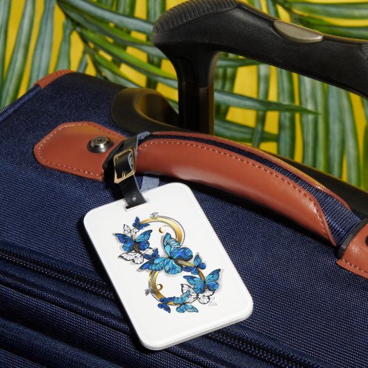 Étiquette À Bagage Symbole infini de papillons Morpho bleus (Insitu Rectoal 1)