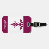 Étiquette À Bagage Symbole Médicale simple Red Caduceus Nurse (Devant horizontal)