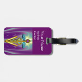 Étiquette À Bagage SYMBOLE VÉTÉRINAIRE DE CADUCE D'OR / Vert pourpre (Dos horizontal)