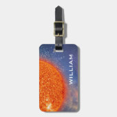 Étiquette À Bagage Système solaire Fiery Sun Space Blue Galaxy Orange (Devant Vertical)