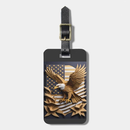 Étiquette À Bagage T-shirt Eagle 3D Paper Art Design (Devant Vertical)