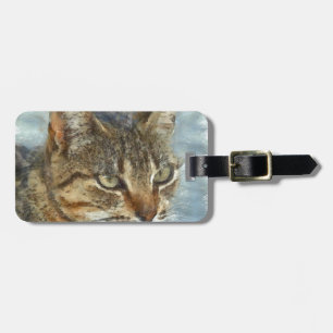 Étiquette À Bagage Tabby Cat Étonnant Gros Plan Graphite Portra